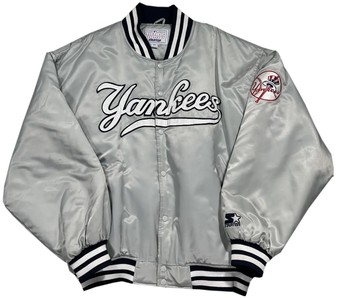 Vintage Starter New York Yankees Silver Dugout Jacket (Size XXXL